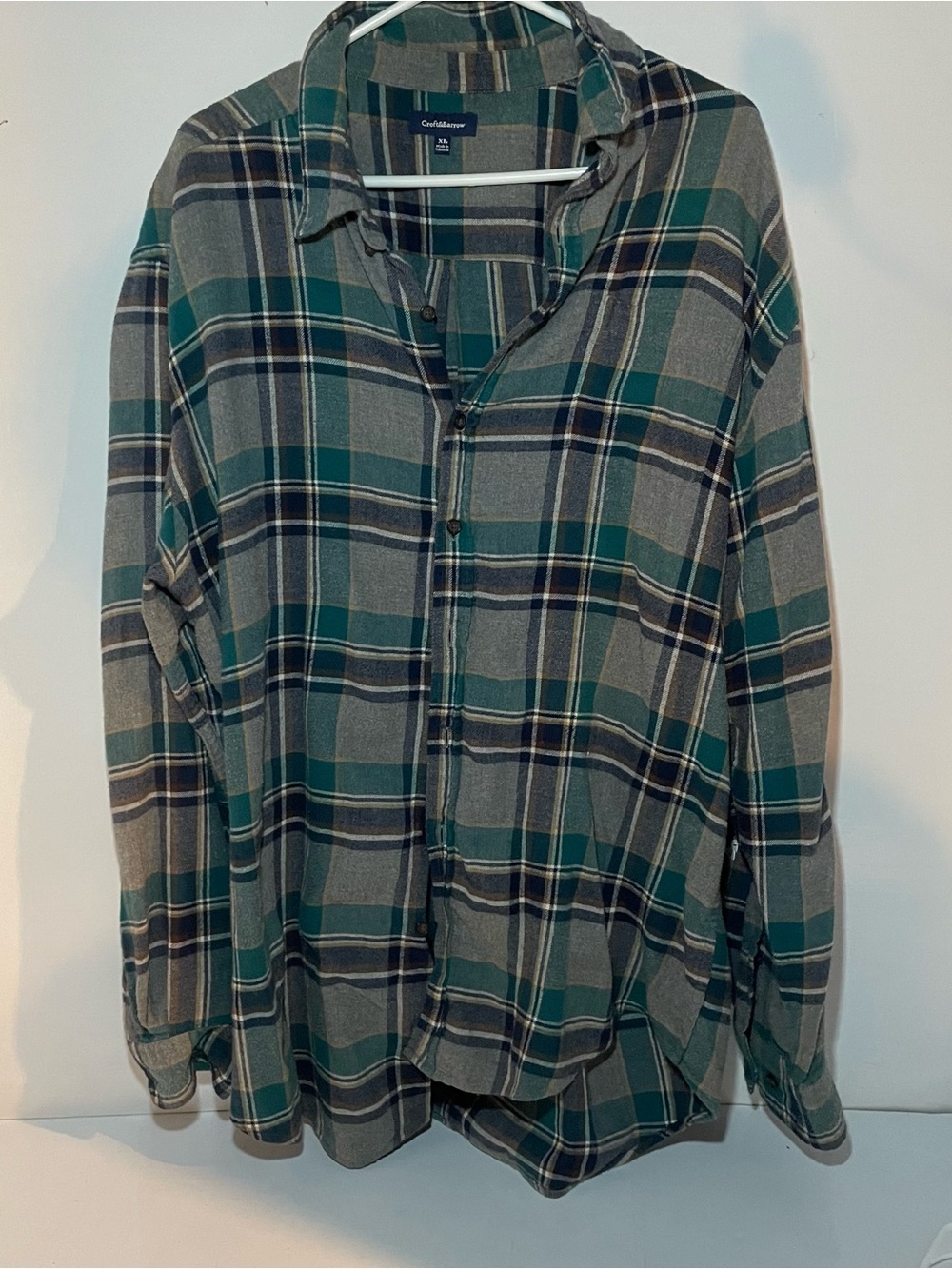croft & barrow Teal and Gray Plaid Button-Down Shirt